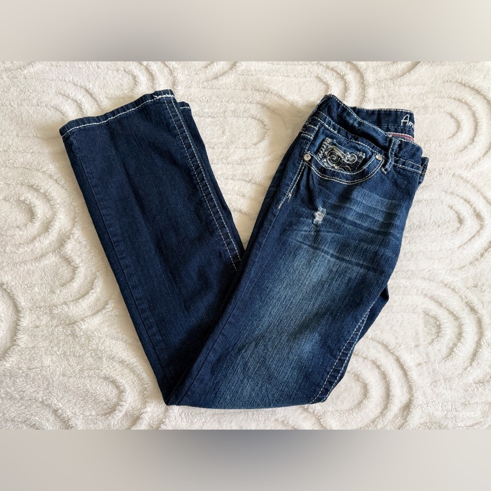 Amethyst Jeans Dark Blue Boot Cut, Size 7, EUC, Casual Millenial Denim
